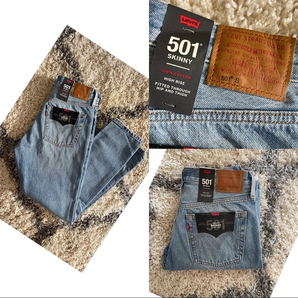 NWT- Levi’s 501 high rise skinny jeans. 27X28. - Picture 3 of 6